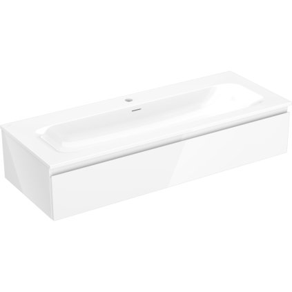 Mexen Orio, kúpeľňová skrinka 120 cm s umývadlom Vela, 1 zásuvka, biela lesklá, 91A10-12023-1-BF00-W23M00