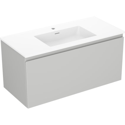 Mexen Orio, kúpeľňová skrinka 100 cm s umývadlom Otis, 1 zásuvka, šedá matná/biela matná, 91A10-10047-1-BF62-W18M01