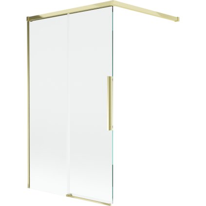Mexen Rox, 2-krídlová posuvná vaňová zástena 100 x 150 cm, 8mm číre sklo, zlatý lesklý profil, 8C9-100-003-50-00