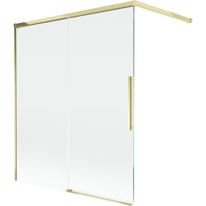 Mexen Rox, 2-krídlová posuvná vaňová zástena 140 x 150 cm, 8mm číre sklo, zlatý lesklý profil, 8C9-140-003-50-00