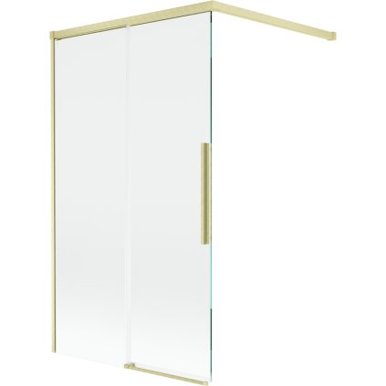 Mexen Rox, 2-krídlová posuvná vaňová zástena 100 x 150 cm, 8mm číre sklo, zlatý matný profil, 8C9-100-003-55-00