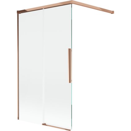 Mexen Rox, 2-krídlová posuvná vaňová zástena 100 x 150 cm, 8mm číre sklo, ružové zlato profil, 8C9-100-003-60-00