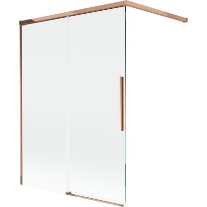 Mexen Rox, 2-krídlová posuvná vaňová zástena 120 x 150 cm, 8mm číre sklo, ružové zlato profil, 8C9-120-003-60-00