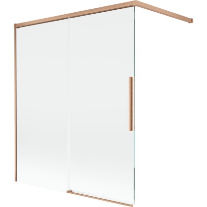 Mexen Rox, 2-krídlová posuvná vaňová zástena 140 x 150 cm, 8mm číre sklo, medený matný profil, 8C9-140-003-65-00