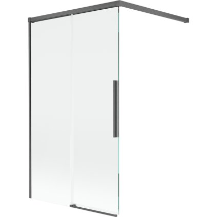 Mexen Rox, 2-krídlová posuvná vaňová zástena 100 x 150 cm, 8mm číre sklo, brúsený grafit profil, 8C9-100-003-66-00