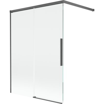 Mexen Rox, 2-krídlová posuvná vaňová zástena 120 x 150 cm, 8mm číre sklo, brúsený grafit profil, 8C9-100-003-66-00