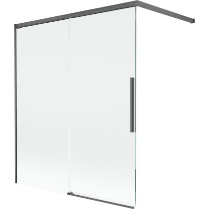 Mexen Rox, 2-krídlová posuvná vaňová zástena 140 x 150 cm, 8mm číre sklo, brúsený grafit profil, 8C9-140-003-66-00