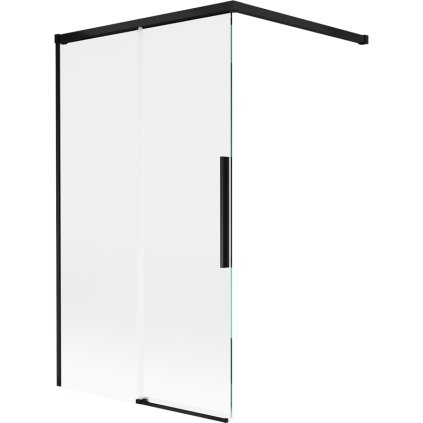 Mexen Rox, 2-krídlová posuvná vaňová zástena 100 x 150 cm, 8mm číre sklo, čierny matný profil, 8C9-100-003-70-00