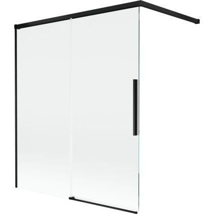 Mexen Rox, 2-krídlová posuvná vaňová zástena 140 x 150 cm, 8mm číre sklo, čierny matný profil, 8C9-140-003-70-00