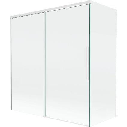 Mexen Rox, 2-krídlová posuvná vaňová zástena 150 + 70 x 150 cm, 8mm číre sklo, biely profil, 8C9-150-070-20-00