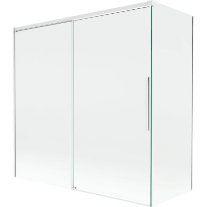 Mexen Rox, 2-krídlová posuvná vaňová zástena 160 + 80 x 150 cm, 8mm číre sklo, biely profil, 8C9-160-080-20-00