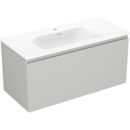 Mexen Orio, kúpeľňová skrinka 100 cm s umývadlom Vela, 1 zásuvka, šedá matná/biela matná, 91A10-10047-1-BF62-W23M01