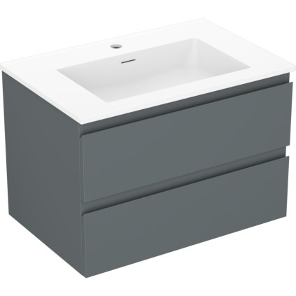 Mexen Orio, kúpeľňová skrinka 70 cm s umývadlom Otis, 2 zásuvky, grafitová matná/biela matná, 91A10-07047-2-BFF66-W18M01
