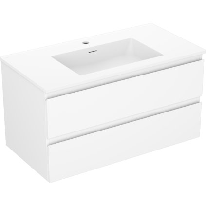Mexen Orio, kúpeľňová skrinka 90 cm s umývadlom Otis, 2 zásuvky, biela matná, 91A10-09047-2-BFF01-W18M01