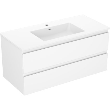 Mexen Orio, kúpeľňová skrinka 100 cm s umývadlom Otis, 2 zásuvky, biela matná, 91A10-10047-2-BFF01-W18M01