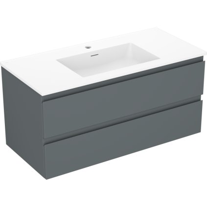 Mexen Orio, kúpeľňová skrinka 100 cm s umývadlom Otis, 2 zásuvky, grafitová matná/biela matná, 91A10-10047-2-BFF66-W18M01
