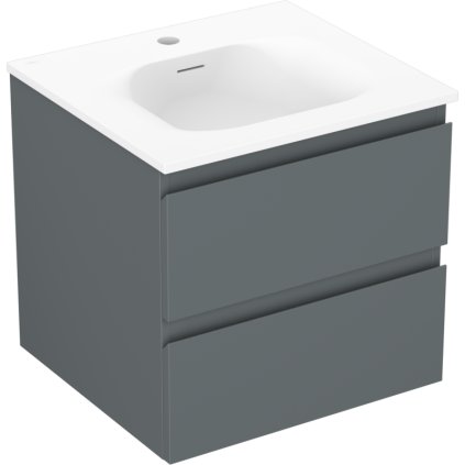 Mexen Orio, kúpeľňová skrinka 50 cm s umývadlom Vela, 2 zásuvky, grafitová matná/biela matná, 91A10-05047-2-BFF66-W23M01