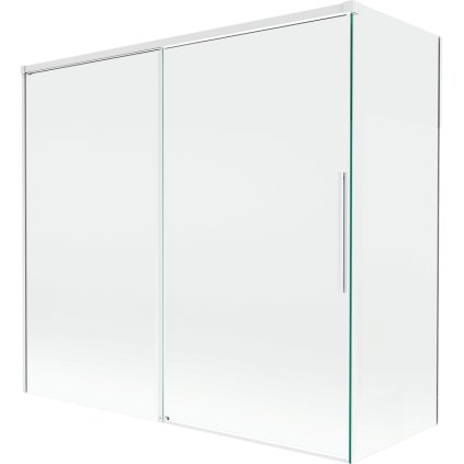 Mexen Rox, 2-krídlová posuvná vaňová zástena 170 + 80 x 150 cm, 8mm číre sklo, biely profil, 8C9-170-080-20-00