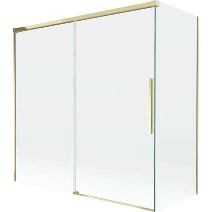 Mexen Rox, 2-krídlová posuvná vaňová zástena 160 + 80 x 150 cm, 8mm číre sklo, zlatý lesklý profil, 8C9-160-080-50-00