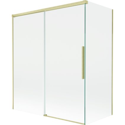 Mexen Rox, 2-krídlová posuvná vaňová zástena 140 + 70 x 150 cm, 8mm číre sklo, zlatý matný profil, 8C9-140-070-55-00