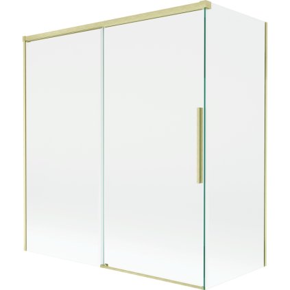 Mexen Rox, 2-krídlová posuvná vaňová zástena 150 + 70 x 150 cm, 8mm číre sklo, zlatý matný profil, 8C9-150-070-55-00