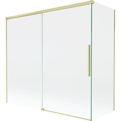 Mexen Rox, 2-krídlová posuvná vaňová zástena 170 + 75 x 150 cm, 8mm číre sklo, zlatý matný profil, 8C9-170-075-55-00