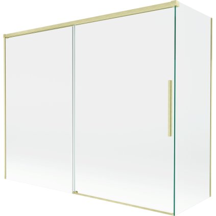 Mexen Rox, 2-krídlová posuvná vaňová zástena 190 + 90 x 150 cm, 8mm číre sklo, zlatý matný profil, 8C9-190-090-55-00