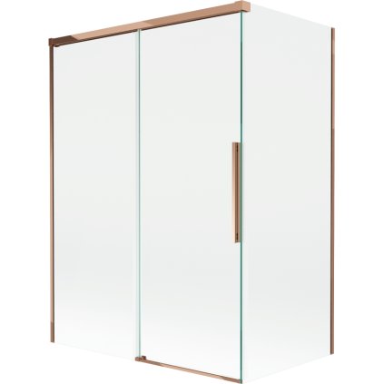 Mexen Rox, 2-krídlová posuvná vaňová zástena 120 + 70 x 150 cm, 8mm číre sklo, ružové zlato profil, 8C9-120-070-60-00