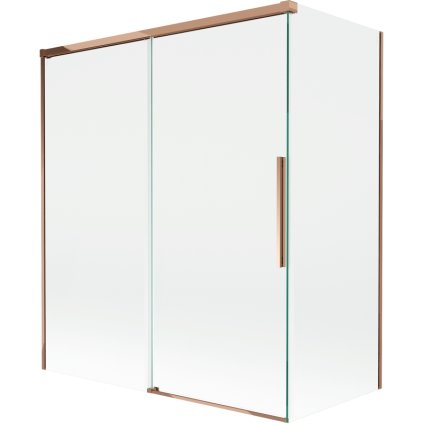 Mexen Rox, 2-krídlová posuvná vaňová zástena 140 + 70 x 150 cm, 8mm číre sklo, ružové zlato profil, 8C9-140-070-60-00