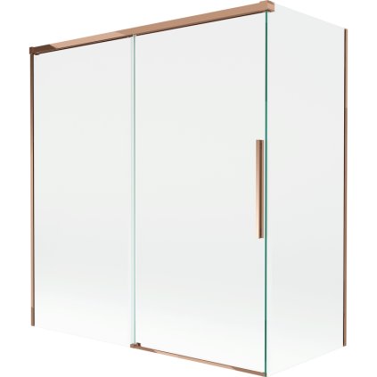 Mexen Rox, 2-krídlová posuvná vaňová zástena 150 + 70 x 150 cm, 8mm číre sklo, ružové zlato profil, 8C9-150-070-60-00