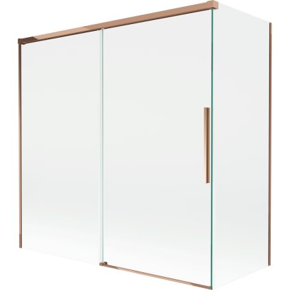 Mexen Rox, 2-krídlová posuvná vaňová zástena 160 + 70 x 150 cm, 8mm číre sklo, ružové zlato profil, 8C9-160-070-60-00