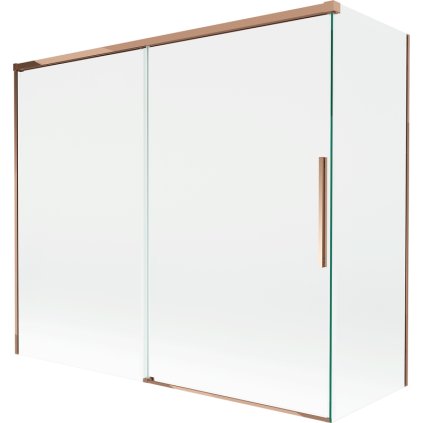 Mexen Rox, 2-krídlová posuvná vaňová zástena 180 + 80 x 150 cm, 8mm číre sklo, ružové zlato profil, 8C9-180-080-60-00