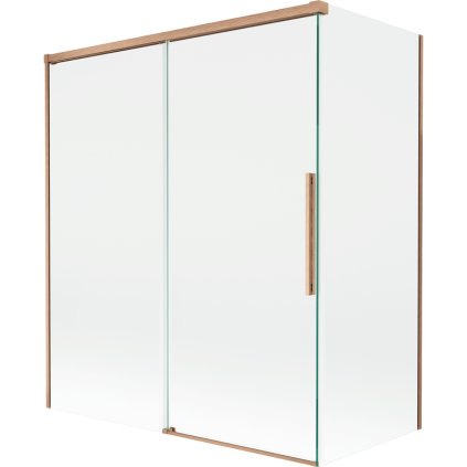 Mexen Rox, 2-krídlová posuvná vaňová zástena 140 + 70 x 150 cm, 8mm číre sklo, medený matný profil, 8C9-140-070-65-00