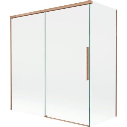 Mexen Rox, 2-krídlová posuvná vaňová zástena 150 + 70 x 150 cm, 8mm číre sklo, medený matný profil, 8C9-150-070-65-00