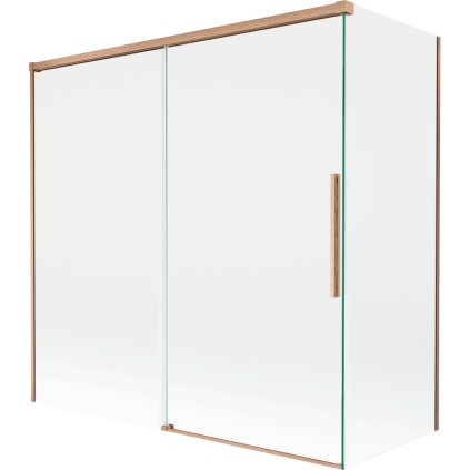 Mexen Rox, 2-krídlová posuvná vaňová zástena 160 + 70 x 150 cm, 8mm číre sklo, medený matný profil, 8C9-160-070-65-00