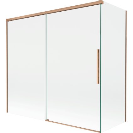 Mexen Rox, 2-krídlová posuvná vaňová zástena 170 + 75 x 150 cm, 8mm číre sklo, medený matný profil, 8C9-170-075-65-00