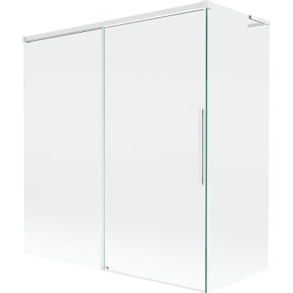 Mexen Rox, L posuvná 2-krídlová vaňová zástena 150 + 70 x 150 cm, 8mm číre sklo, biely profil, 8C9L-150-070-20-00