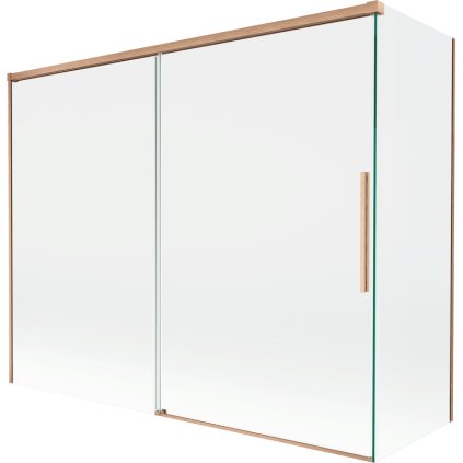 Mexen Rox, 2-krídlová posuvná vaňová zástena 190 + 80 x 150 cm, 8mm číre sklo, medený matný profil, 8C9-190-080-65-00