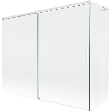 Mexen Rox, L posuvná 2-krídlová vaňová zástena 190 + 90 x 150 cm, 8mm číre sklo, biely profil, 8C9L-190-090-20-00