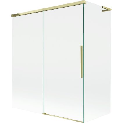Mexen Rox, L posuvná 2-krídlová vaňová zástena 140 + 70 x 150 cm, 8mm číre sklo, zlatý lesklý profil, 8C9L-140-070-50-00
