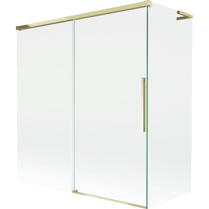 Mexen Rox, L posuvná 2-krídlová vaňová zástena 150 + 70 x 150 cm, 8mm číre sklo, zlatý lesklý profil, 8C9L-150-070-50-00