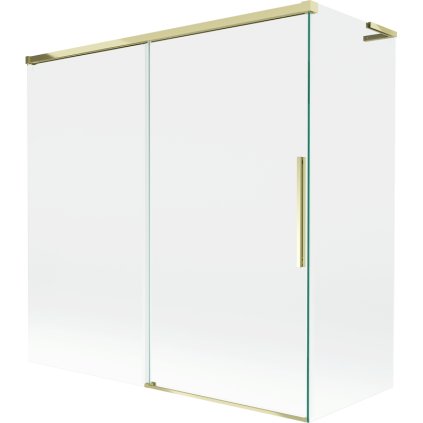 Mexen Rox, L posuvná 2-krídlová vaňová zástena 160 + 80 x 150 cm, 8mm číre sklo, zlatý lesklý profil, 8C9L-160-080-50-00