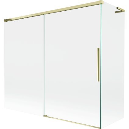 Mexen Rox, L posuvná 2-krídlová vaňová zástena 180 + 90 x 150 cm, 8mm číre sklo, zlatý lesklý profil, 8C9L-180-090-50-00