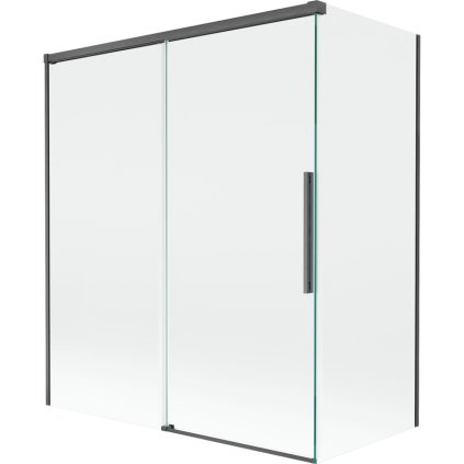 Mexen Rox, 2-krídlová posuvná vaňová zástena 140 + 70 x 150 cm, 8mm číre sklo, brúsený grafit profil, 8C9-140-070-66-00