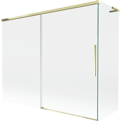 Mexen Rox, L posuvná 2-krídlová vaňová zástena 190 + 90 x 150 cm, 8mm číre sklo, zlatý lesklý profil, 8C9L-190-090-50-00