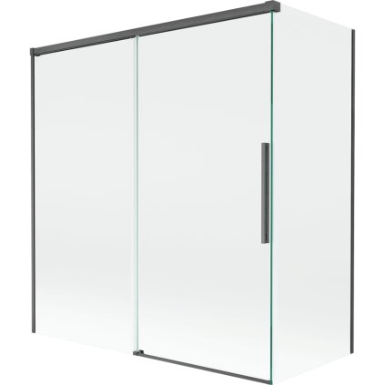 Mexen Rox, 2-krídlová posuvná vaňová zástena 150 + 70 x 150 cm, 8mm číre sklo, brúsený grafit profil, 8C9-150-070-66-00