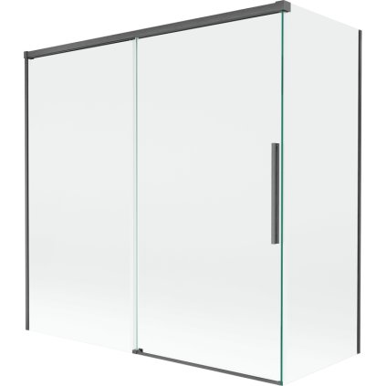 Mexen Rox, 2-krídlová posuvná vaňová zástena 160 + 75 x 150 cm, 8mm číre sklo, brúsený grafit profil, 8C9-160-075-66-00