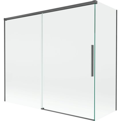 Mexen Rox, 2-krídlová posuvná vaňová zástena 180 + 80 x 150 cm, 8mm číre sklo, brúsený grafit profil, 8C9-180-080-66-00