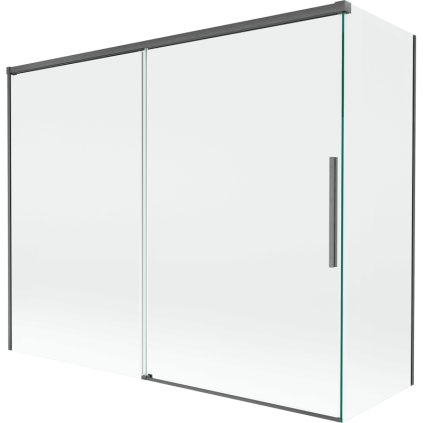 Mexen Rox, 2-krídlová posuvná vaňová zástena 190 + 80 x 150 cm, 8mm číre sklo, brúsený grafit profil, 8C9-190-080-66-00