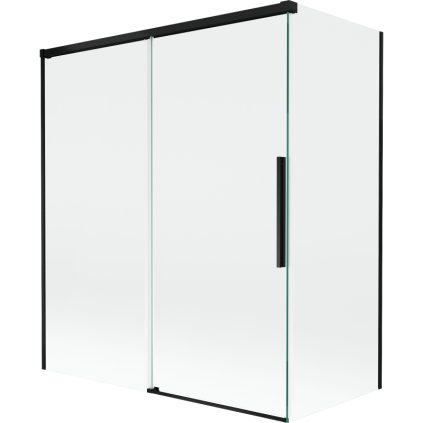 Mexen Rox, 2-krídlová posuvná vaňová zástena 140 + 70 x 150 cm, 8mm číre sklo, čierny matný profil, 8C9-140-070-70-00